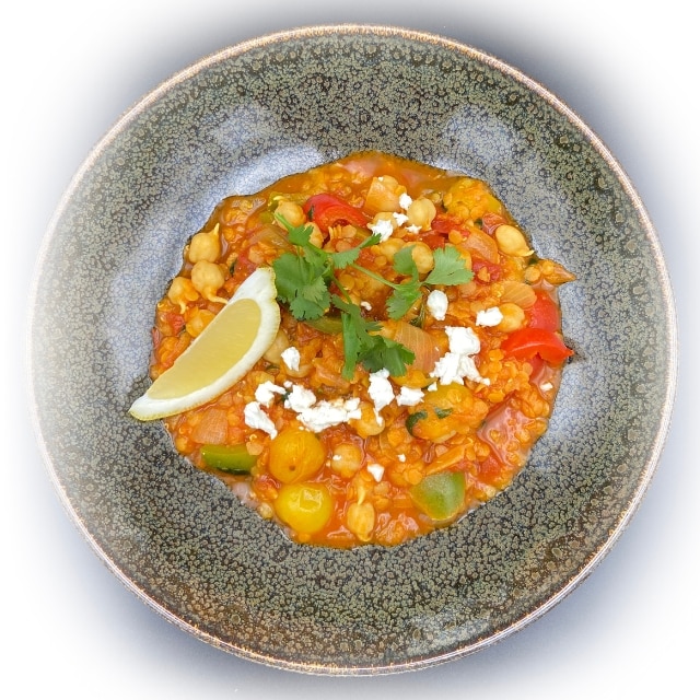 Curry de lentilles corail et pois chiches